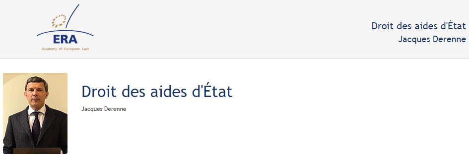 e-Presentation Jacques Derenne (219DV48): Droit des aides d'État