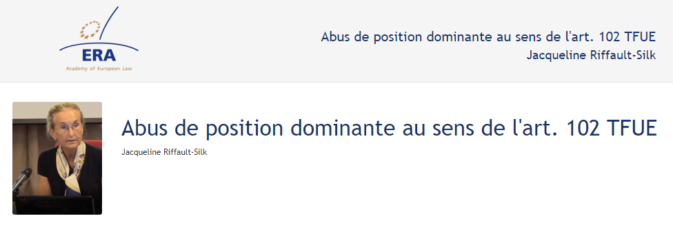 e-Presentation Jacqueline Riffault-Silk : Abus de position dominante au sens de l'art. 102 TFUE