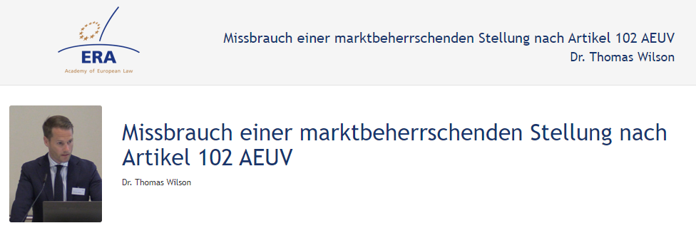 e-Presentation Dr. Thomas Wilson (219DV49): Missbrauch einer marktbeherrschenden Stellung nach Artikel 102 AEUV