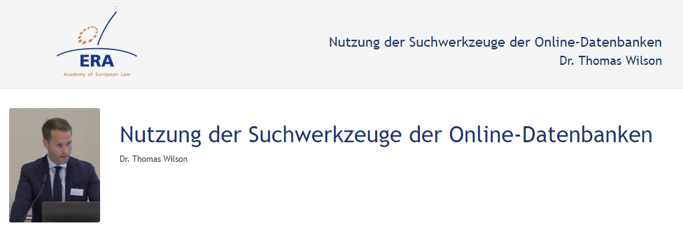 e-Presentation Dr. Thomas Wilson (219DV49): Nutzung der Suchwerkzeuge der Online-Datenbanken