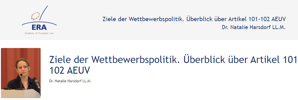 e-Presentation Dr. Natalie Harsdorf Enderndorf (219DV50): Ziele der Wettbewerbspolitik. Überblick über Artikel 101-102 AEUV