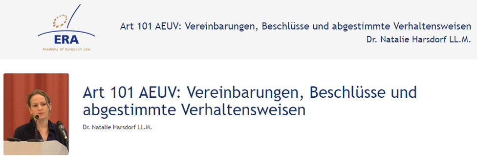 e-Presentation Dr. Natalie Harsdorf Enderndorf (219DV50): Art 101 AEUV: Vereinbarungen, Beschlüsse und abgestimmte Verhaltensweisen