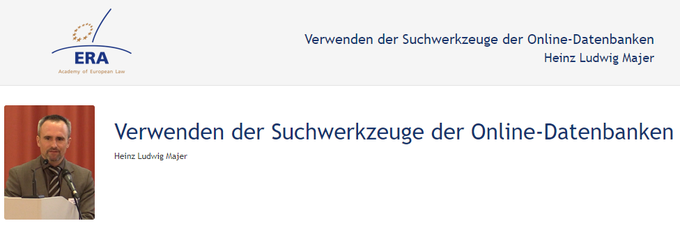 e-Presentation Heinz Ludwig Majer (219DV50): Verwenden der Suchwerkzeuge der Online-Datenbanken