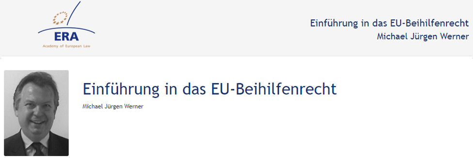 e-Presentation Michael Jürgen Werner (219DV50): Einführung in das EU-Beihilfenrecht