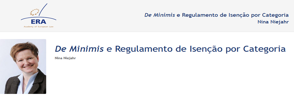 e-Presentation Nina Niejahr (220SDV44): De Minimis e Regulamento de Isenção por Categoria