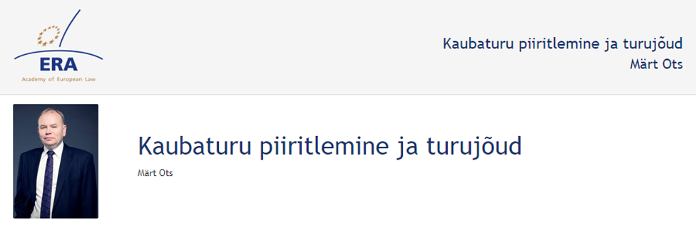 e-Presentation Märt Ots (220SDV45): Kaubaturu piiritlemine ja turujõud