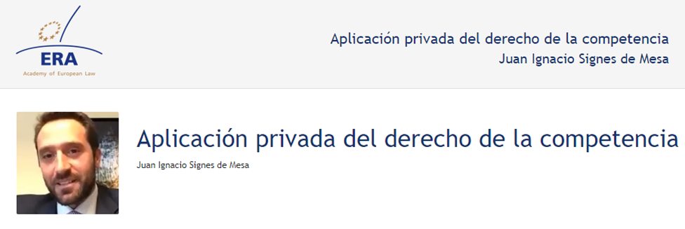 e-Presentation Juan Ignacio Signes de Mesa (220SDV127):Aplicación privada del derecho de la competencia
