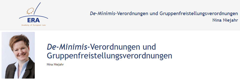 e-Presentation Nina Niejahr (220SDV154): De-Minimis-Verordnungen und Gruppenfreistellungsverordnungen