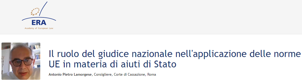 e-Presentation Marco Botta (221DV129e): The role of the national judge in the enforcement of EU state aid rules