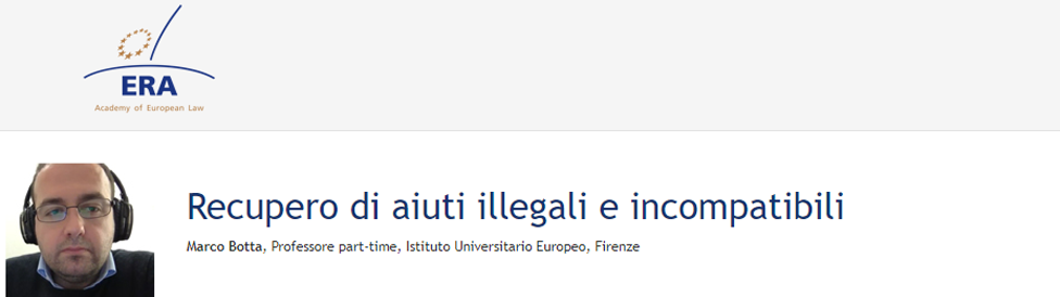 e-Presentation Marco Botta (221DV129e): Recupero di aiuti illegali e incompatibili