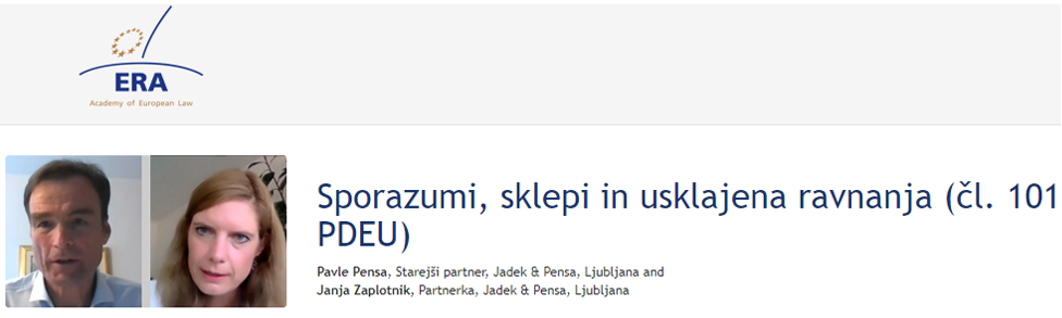 e-Presentation Pavle Pensa and Janja Zaplotnik (221DV139e): Sporazumi, sklepi in usklajena ravnanja (čl. 101 PDEU)