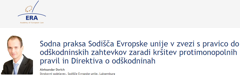 e-Presentation Aleksandar Dorich (221DV139e): Sodna praksa Sodišča Evropske unije v zvezi s pravico do odškodninskih zahtevkov zaradi kršitev protimonopolnih pravil in Direktiva o odškodninah