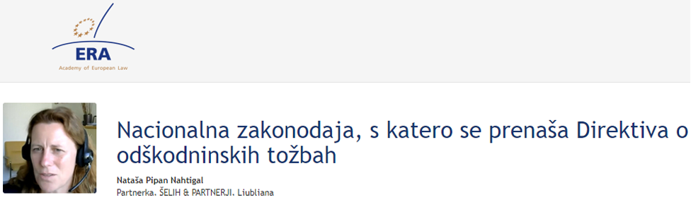 e-Presentation Nataša Pipan Nahtigal (221DV139e): Nacionalna zakonodaja, s katero se prenaša Direktiva o odškodninskih tožbah