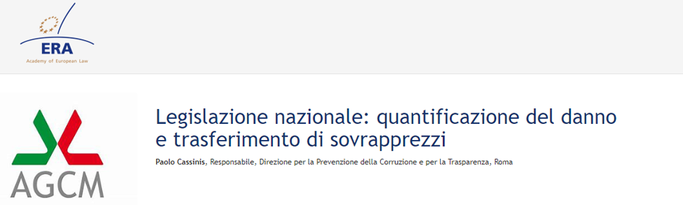 e-Presentation Paolo Cassinis (221DV140f): Legislazione nazionale: quantificazione del danno e trasferimento di sovrapprezzi e-Presentation Paolo Cassinis (221DV140f): Legislazione nazionale: quantificazione del danno e trasferimento di sovrapprezzi