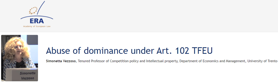e-Presentation Simonetta Vezzoso (222DV42f): Abuse of dominance under Art. 102 TFEU