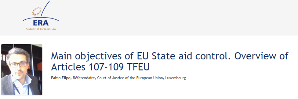 e-Presentation Fabio Filpo (221DV129e): Main objectives of EU State aid control. Overview of Articles 107-109 TFEU