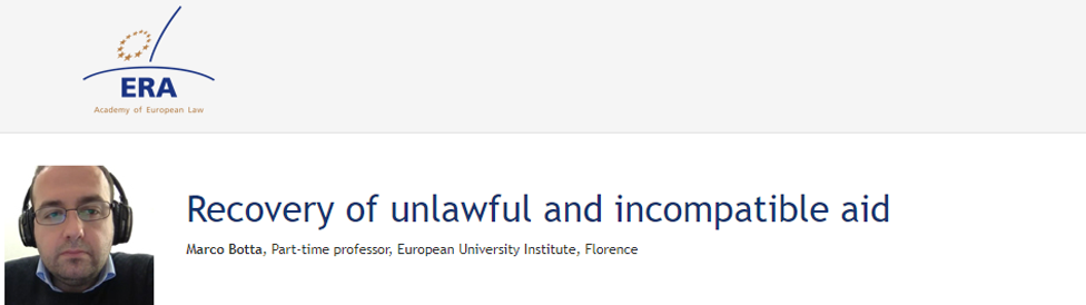 e-Presentation Marco Botta (221DV129e): Recovery of unlawful and incompatible aid