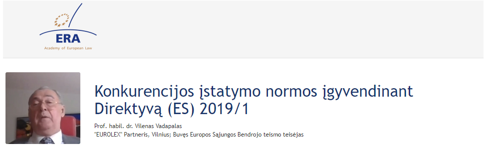 e-Presentation Vilenas Vadapalas (221DV138e): Konkurencijos įstatymo normos įgyvendinant Direktyvą (ES) 2019/1