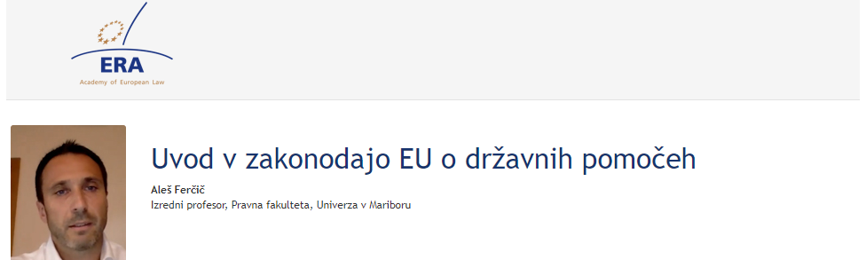 e-Presentation Aleš Ferčič (221DV139e): Uvod v zakonodajo EU o državnih pomočeh