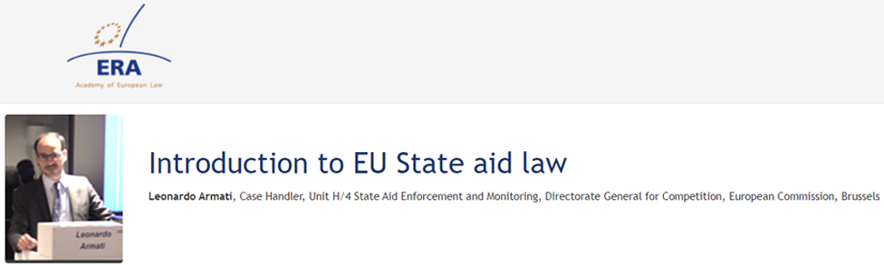 e-Presentation Leonardo Armati (222DV42f): Introduction to EU State aid law
