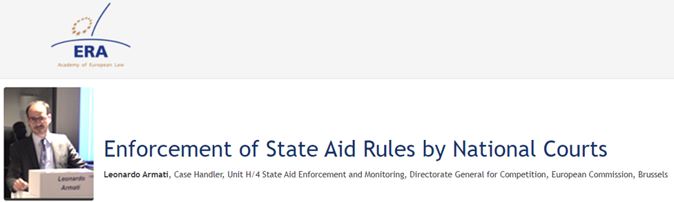 e-Presentation Leonardo Armati (222DV42f): Enforcement of State Aid Rules by National Courts